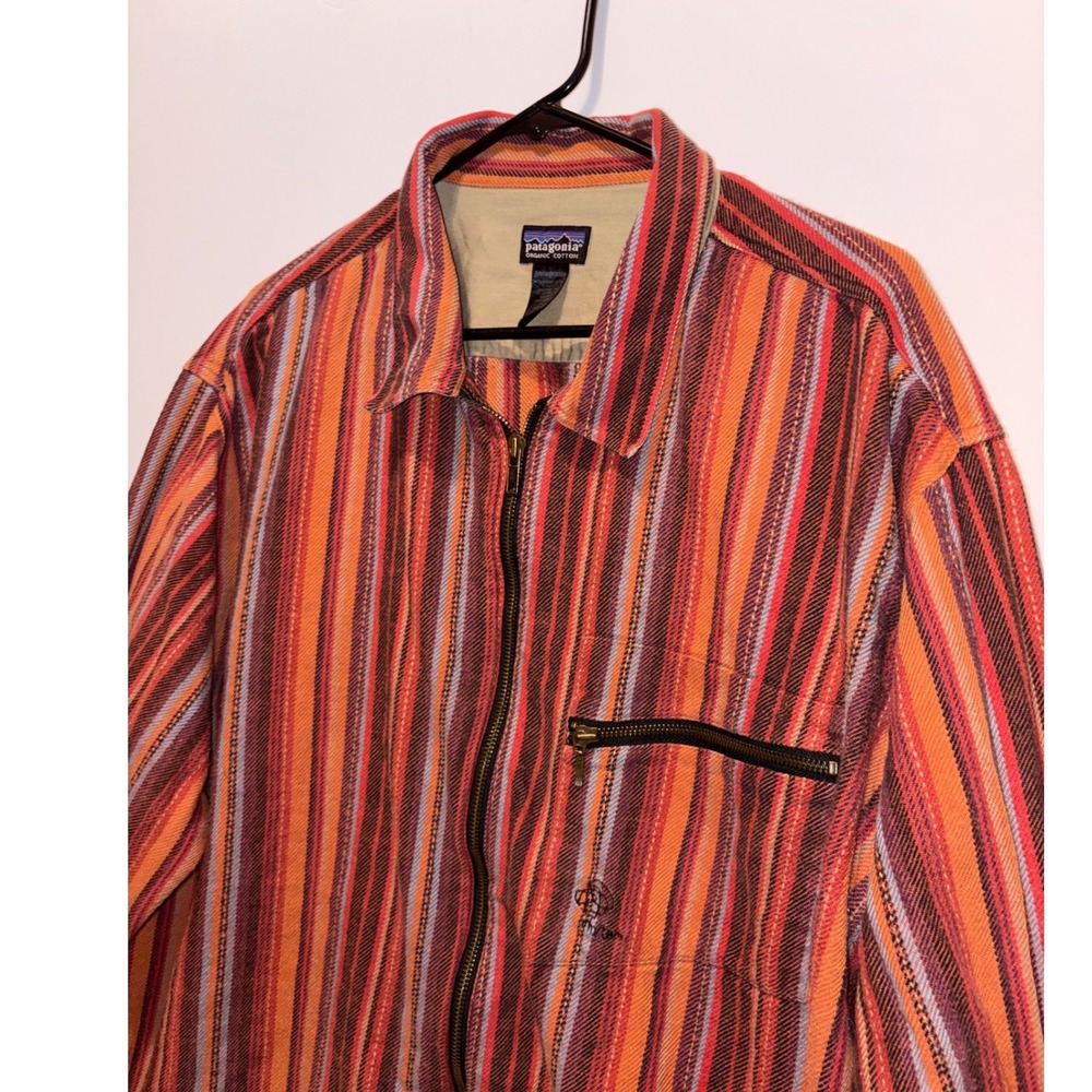 Patagonia Organic Cotton Full Zip Shirt Jacket Striped Heavyweight Flannel XL - Picture 8 of 9